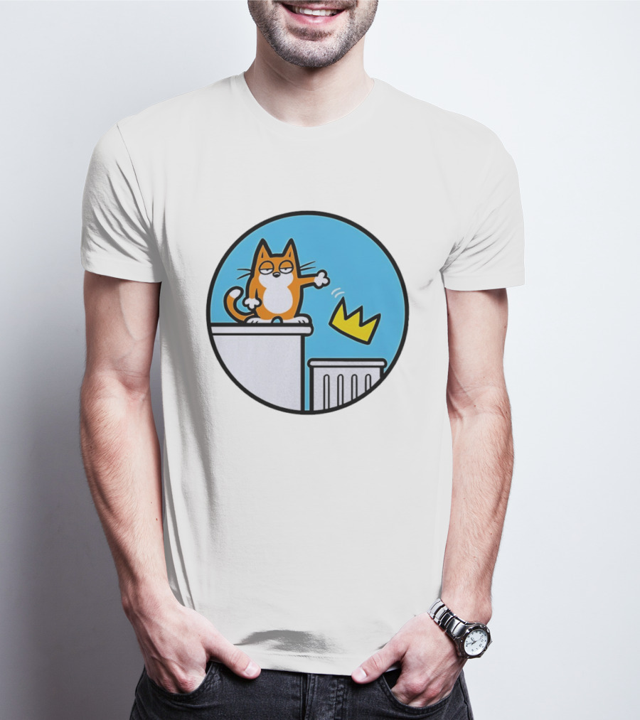 Orange Cat Discarding Crown No King Mark Parisi T-Shirt