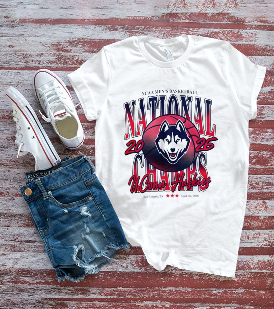 UConn Huskies NCAA Men's Basketball 2026 San Antonio National Champs T-Shirt