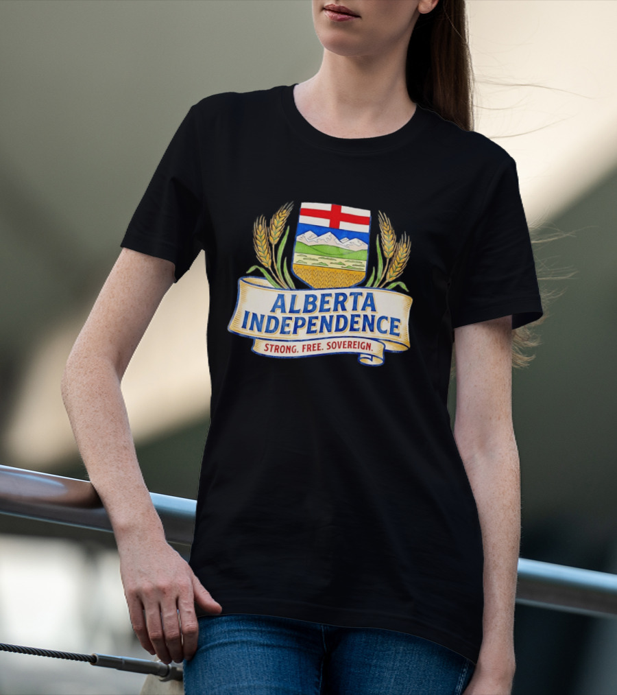 Alberta Independence Emblem Strong Free Sovereign Crest T-Shirt
