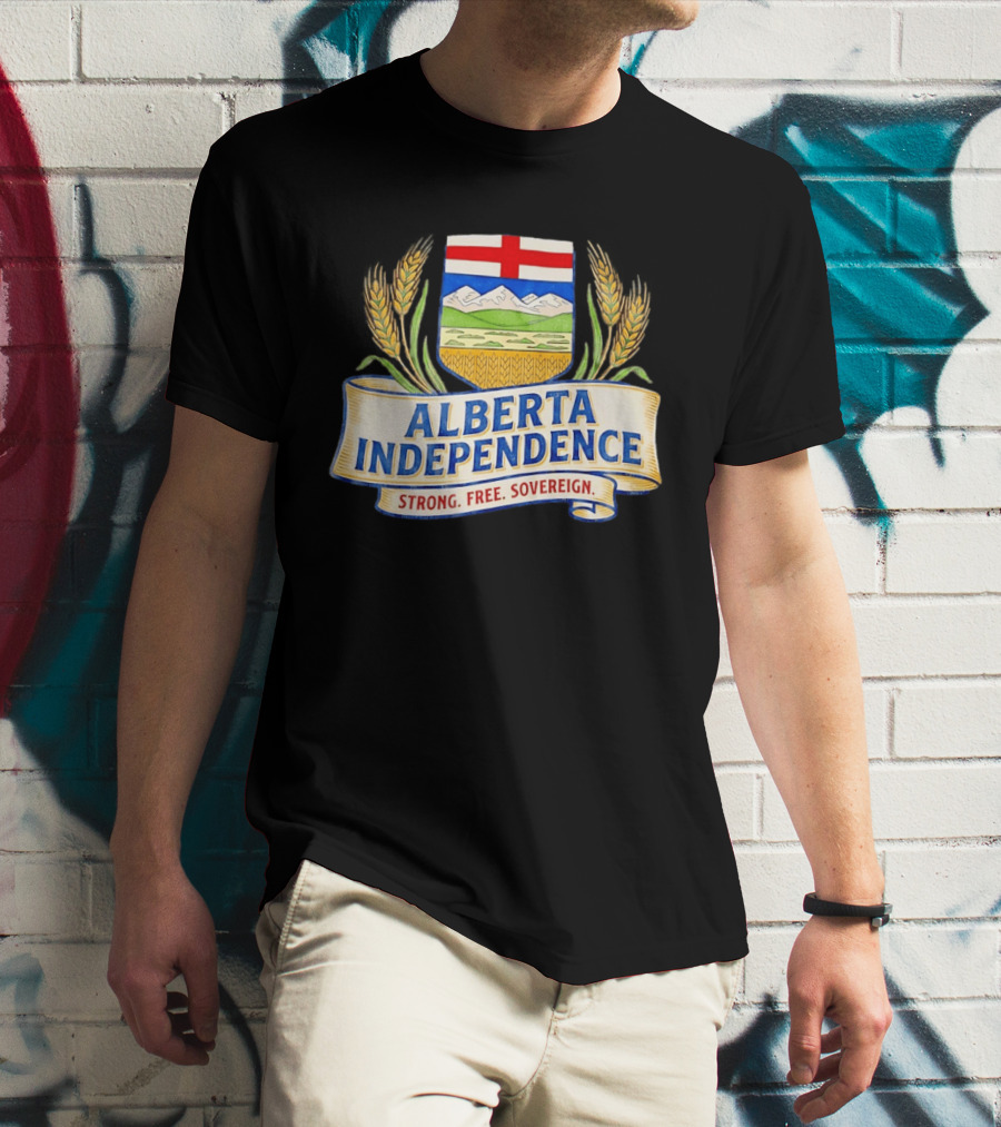 Alberta Independence Emblem Strong Free Sovereign Crest T-Shirt