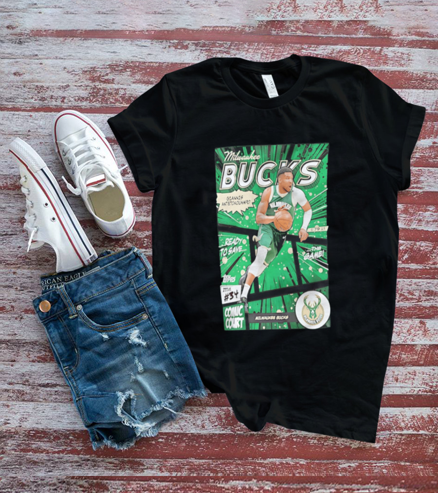 Milwaukee Bucks Giannis Antetokounmpo Comic Court Issue #34 T-Shirt