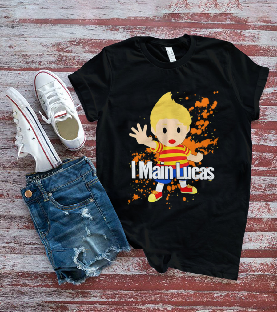 I Main Lucas Cartoon Character Orange Paint Splash T-Shirt