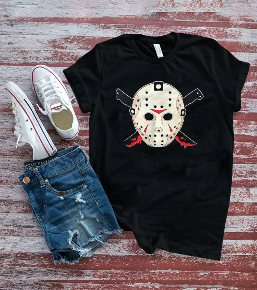 Jason Voorhees Mask Machete Horror Friday The 13th T-Shirt