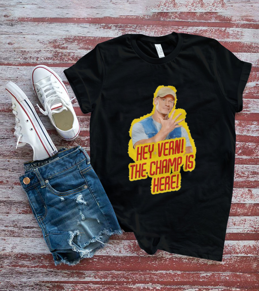 John Cena Hey Vern The Champ Is Here Hand Gesture Yellow Highlight T-Shirt