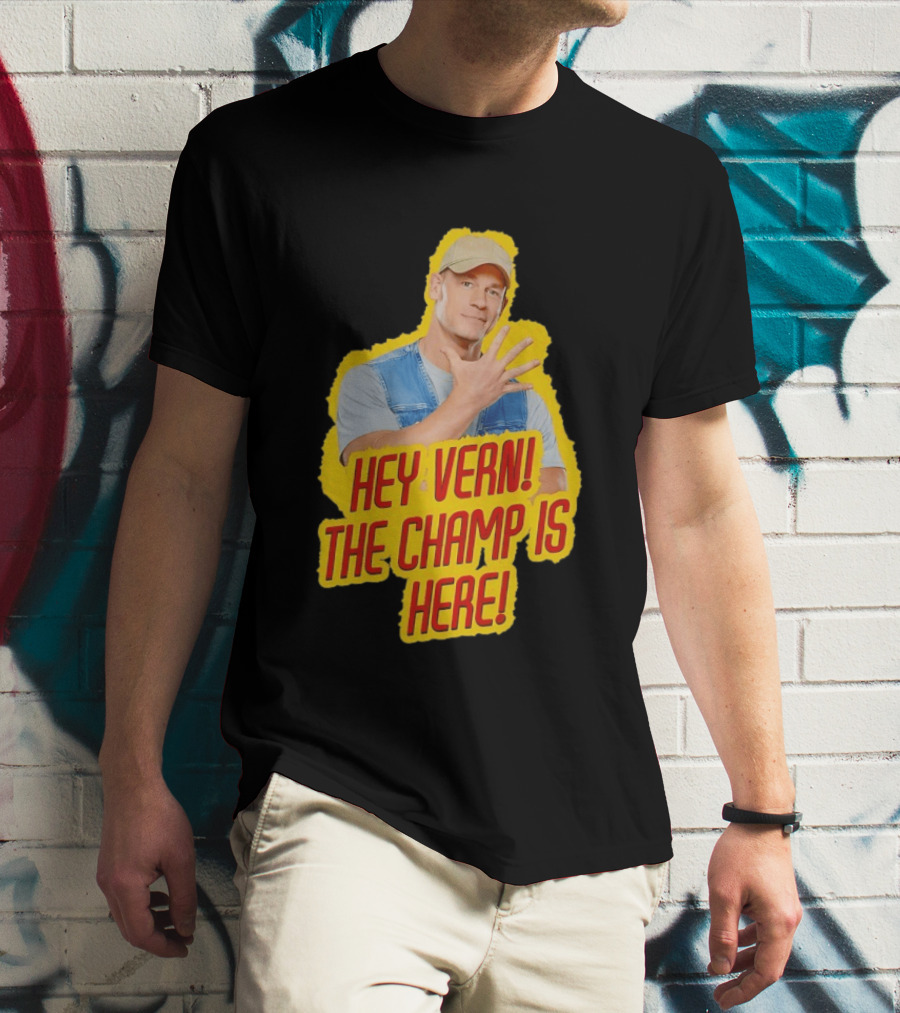 John Cena Hey Vern The Champ Is Here Hand Gesture Yellow Highlight T-Shirt