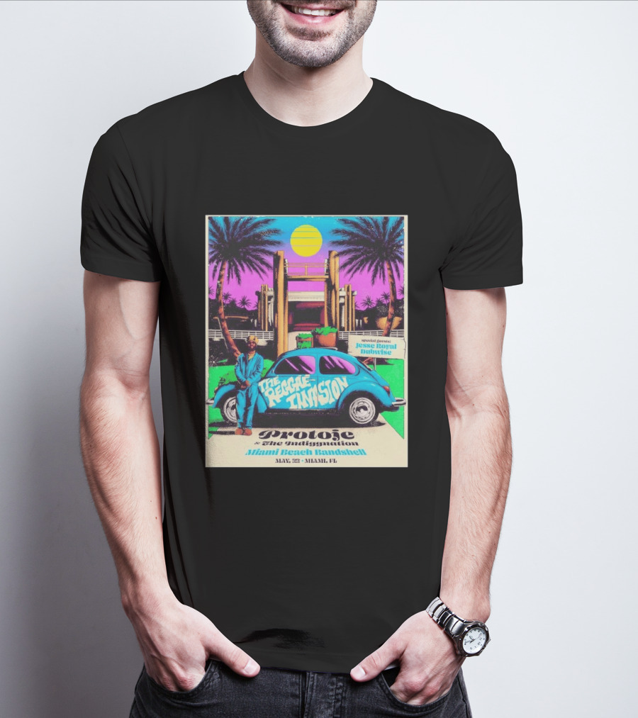 Protoje And The Indiggnation The Reggae Invasion Miami Beach Bandshell May 2 2026 Jesse Royal Dubwise T-Shirt