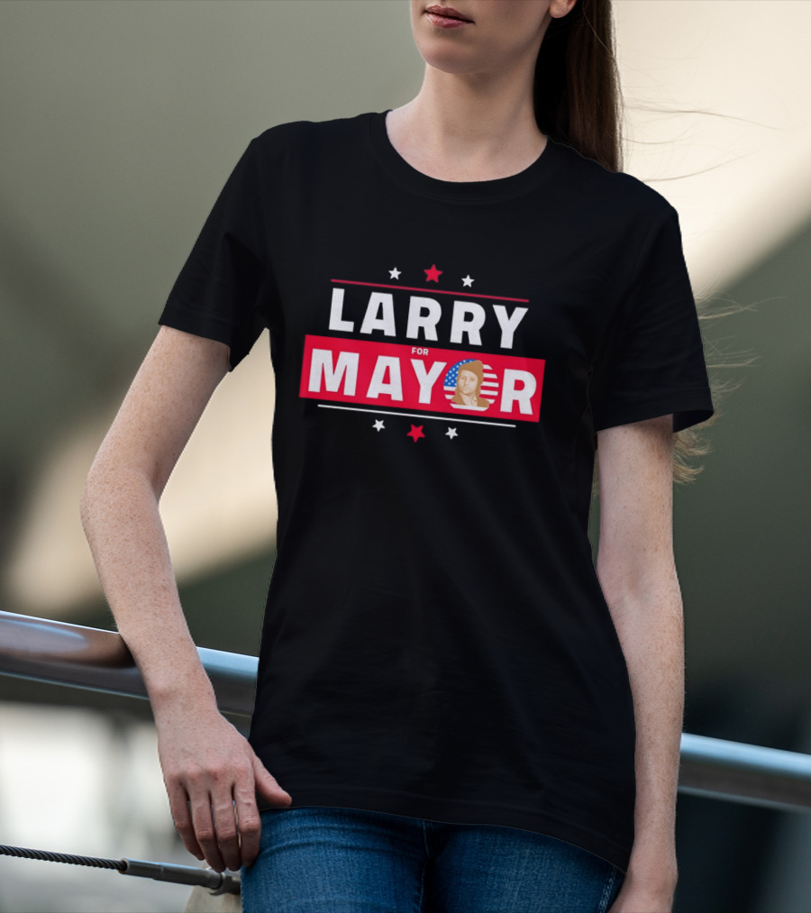Larry For Mayor American Flag Style Candidate Image T-Shirt