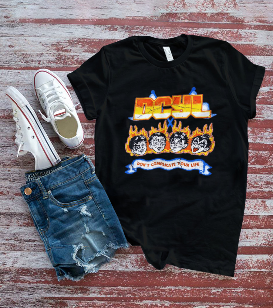 DCYL Don't Complicate Your Life Cartoon Faces Flame T-Shirt
