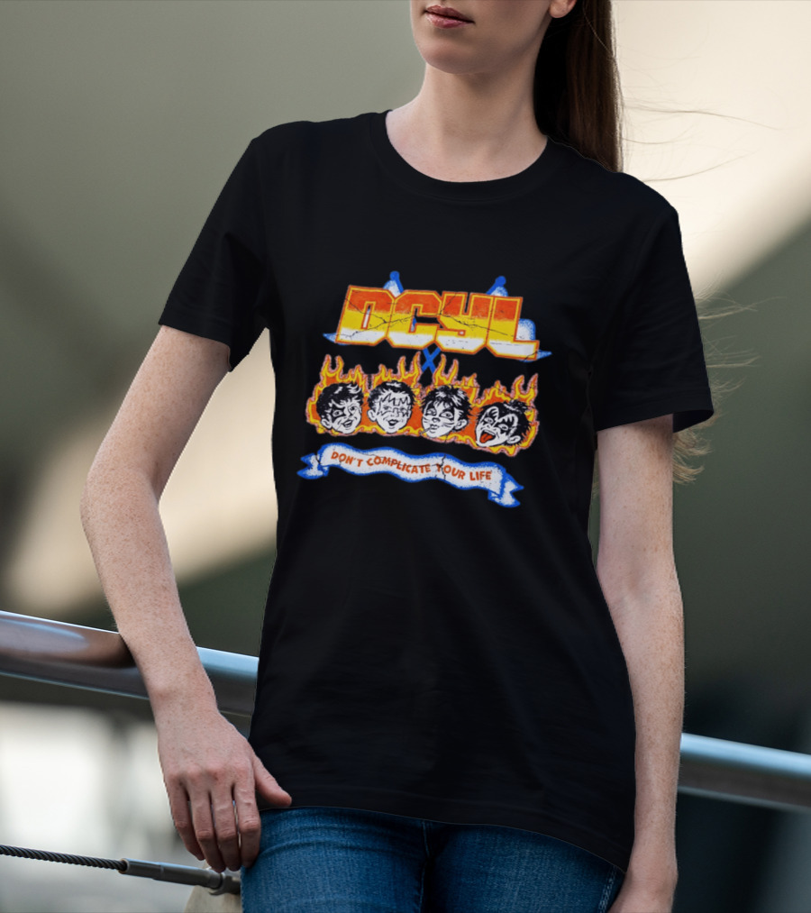 DCYL Don't Complicate Your Life Cartoon Faces Flame T-Shirt