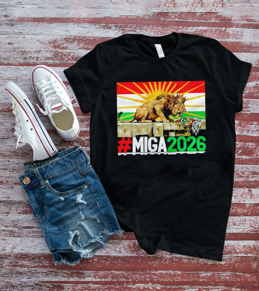 #MIGA 2026 Lion With Kurdistan Flag And Sun T-Shirt