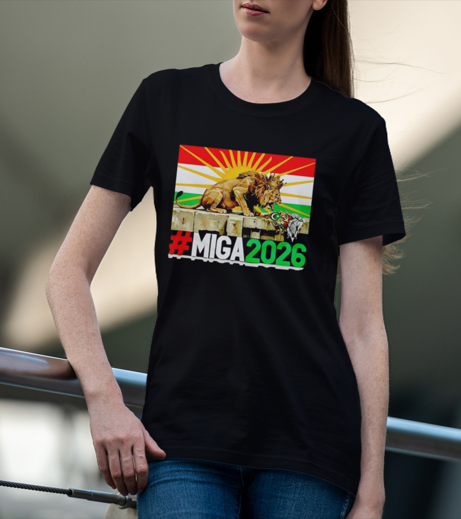 #MIGA 2026 Lion With Kurdistan Flag And Sun T-Shirt