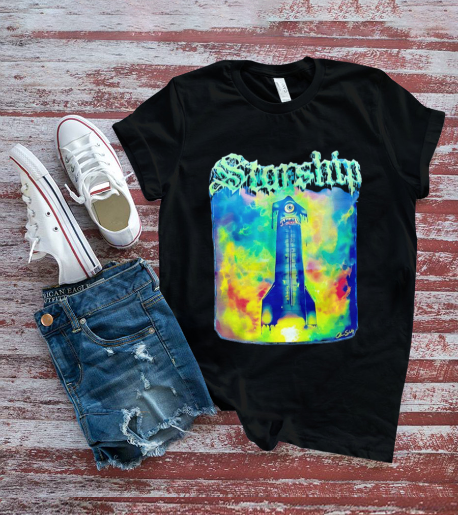 Starship Colorful Cyclops Monster Rocket Explosion T-Shirt