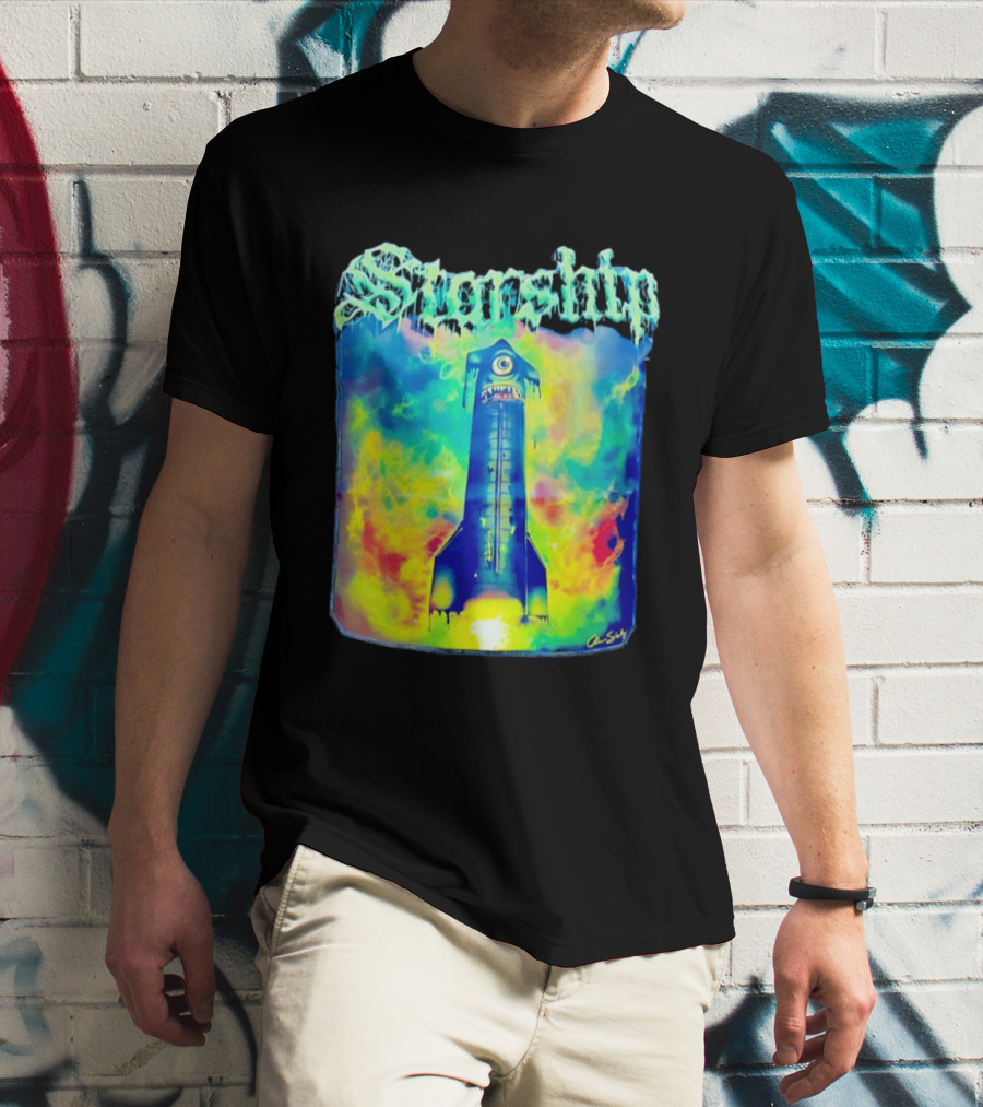 Starship Colorful Cyclops Monster Rocket Explosion T-Shirt