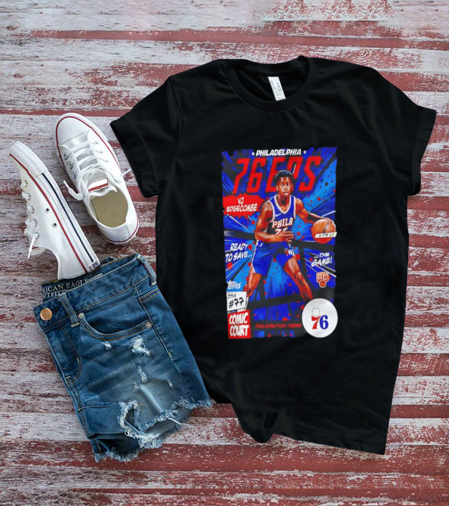 Philadelphia 76ers VJ Edgecombe Comic Court Ready To Save The Game T-Shirt
