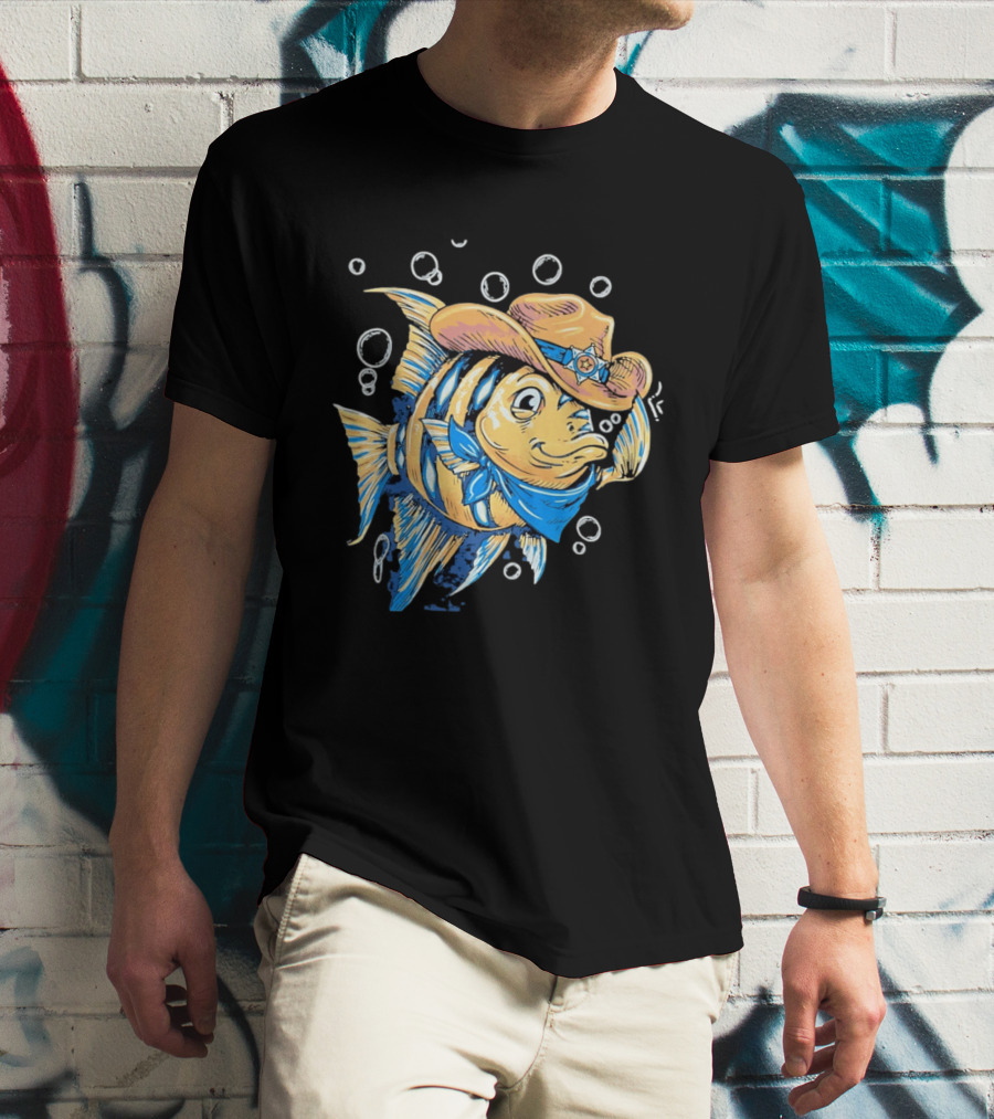 Angelfish Cowboy Hat Western Bubbles Bandana T-Shirt