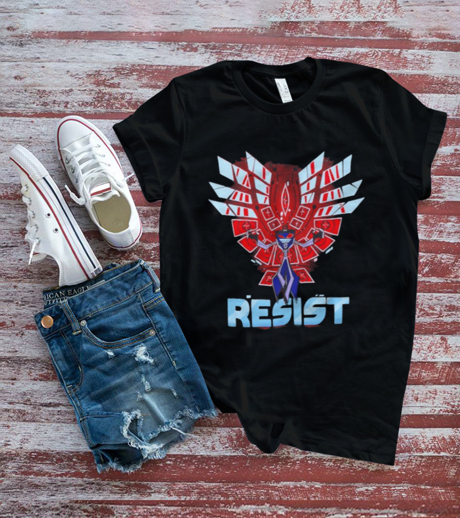 Hazbin Hotel Vox Resist Character Wings Red Blue T-Shirt