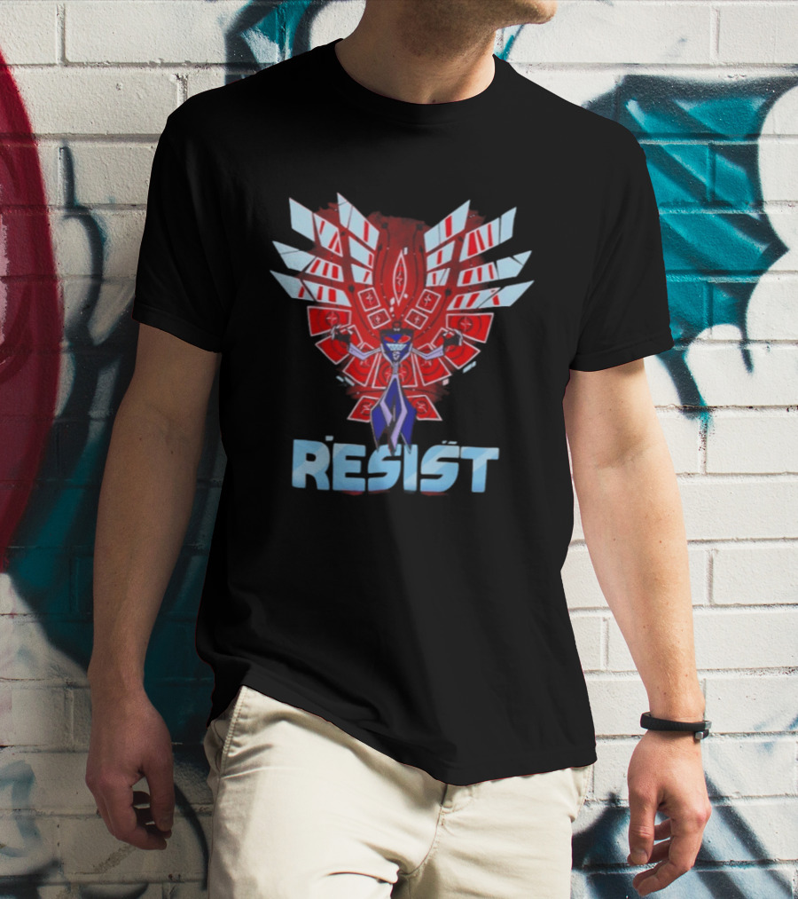 Hazbin Hotel Vox Resist Character Wings Red Blue T-Shirt