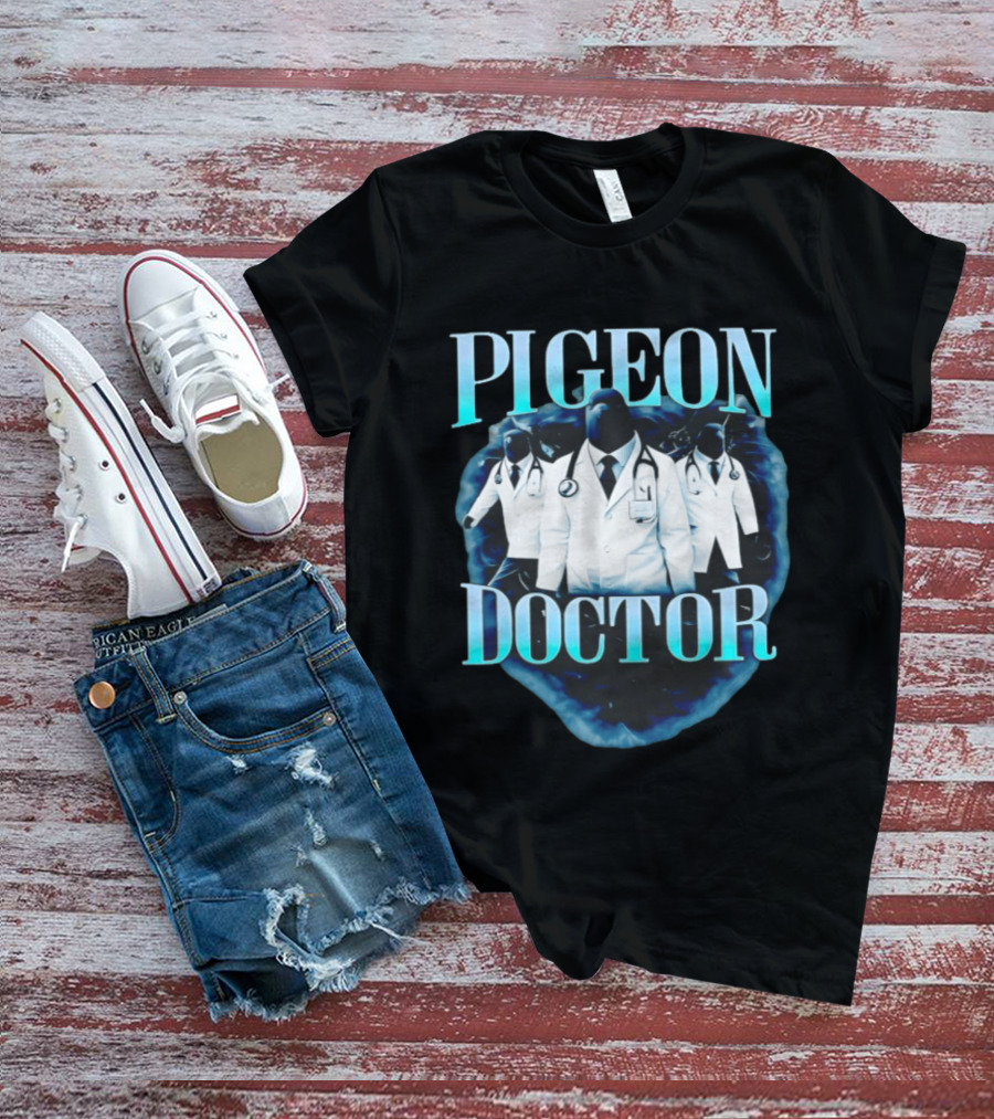 Pigeon Doctor Medical Humor Surreal Stethoscope T-Shirt