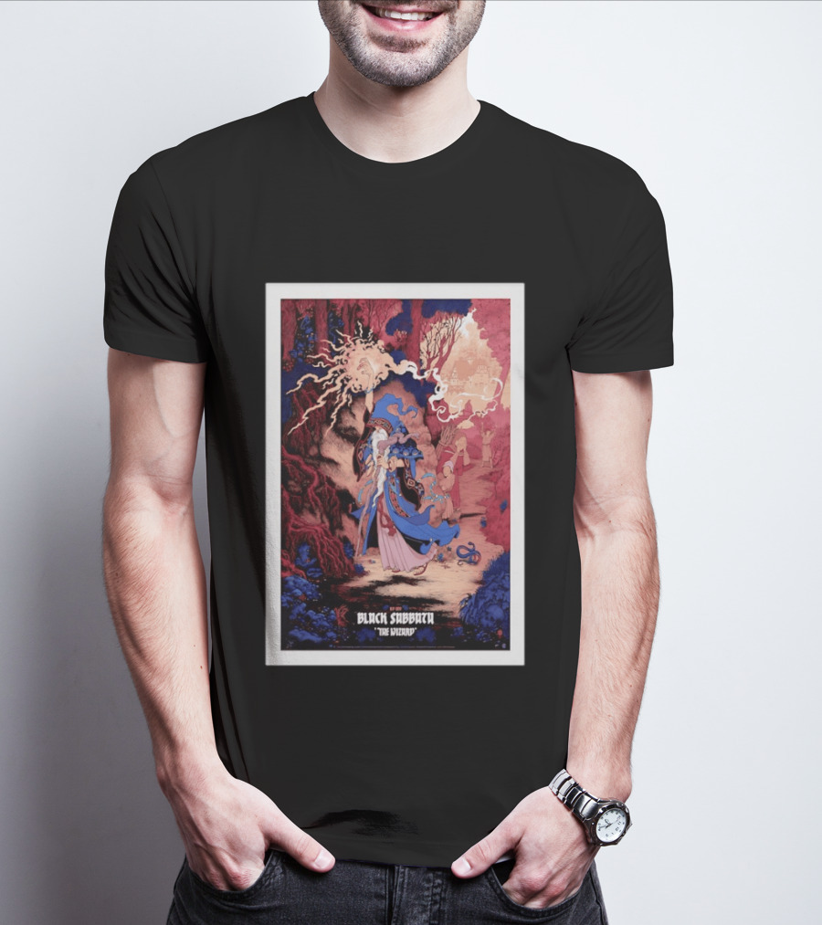 Black Sabbath The Wizard Rainbow Foil Edition Fantasy Scene T-Shirt