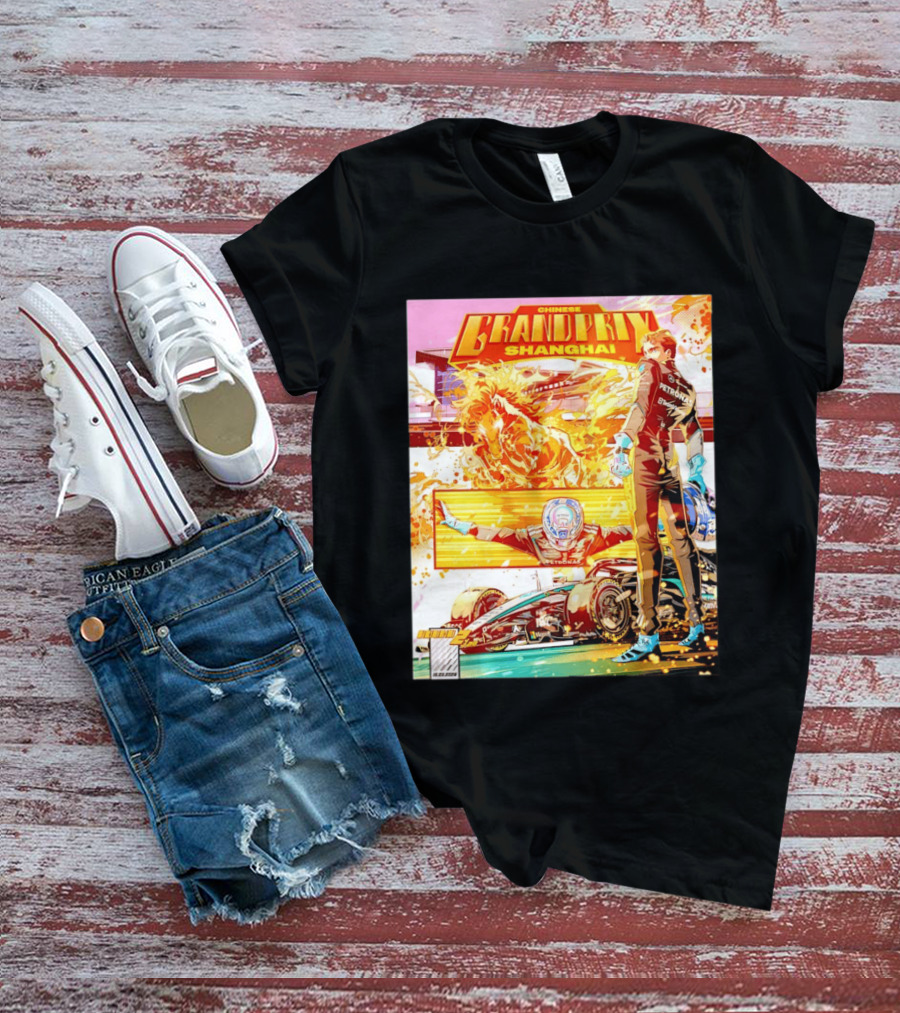 Chinese Grand Prix Shanghai Anime Style With Race Car And Driver T-Shirt