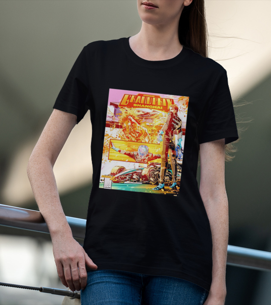 Chinese Grand Prix Shanghai Anime Style With Race Car And Driver T-Shirt