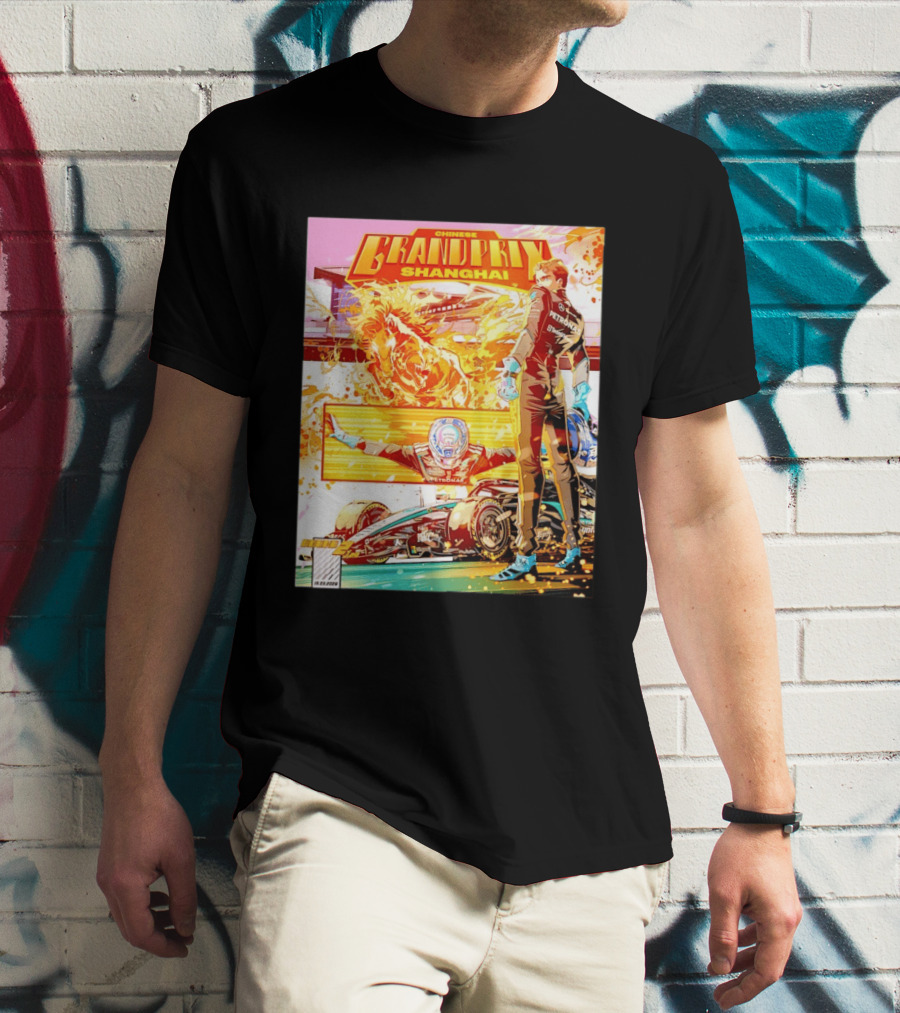 Chinese Grand Prix Shanghai Anime Style With Race Car And Driver T-Shirt