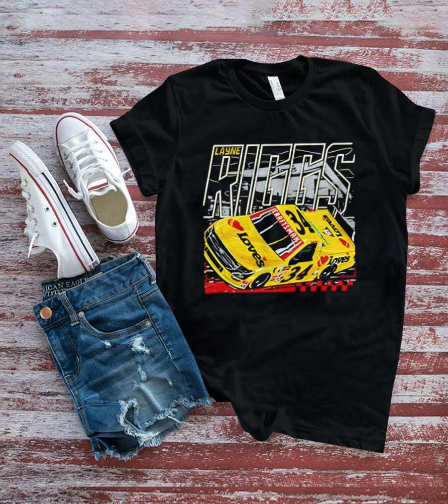 Layne Riggs Loves Truck Racing With Vibrant Yellow Car T-Shirt