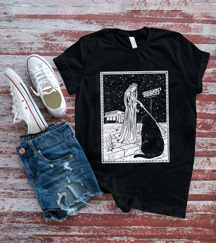 Medieval Cat Tarot Waffle House The Hermit T-Shirt