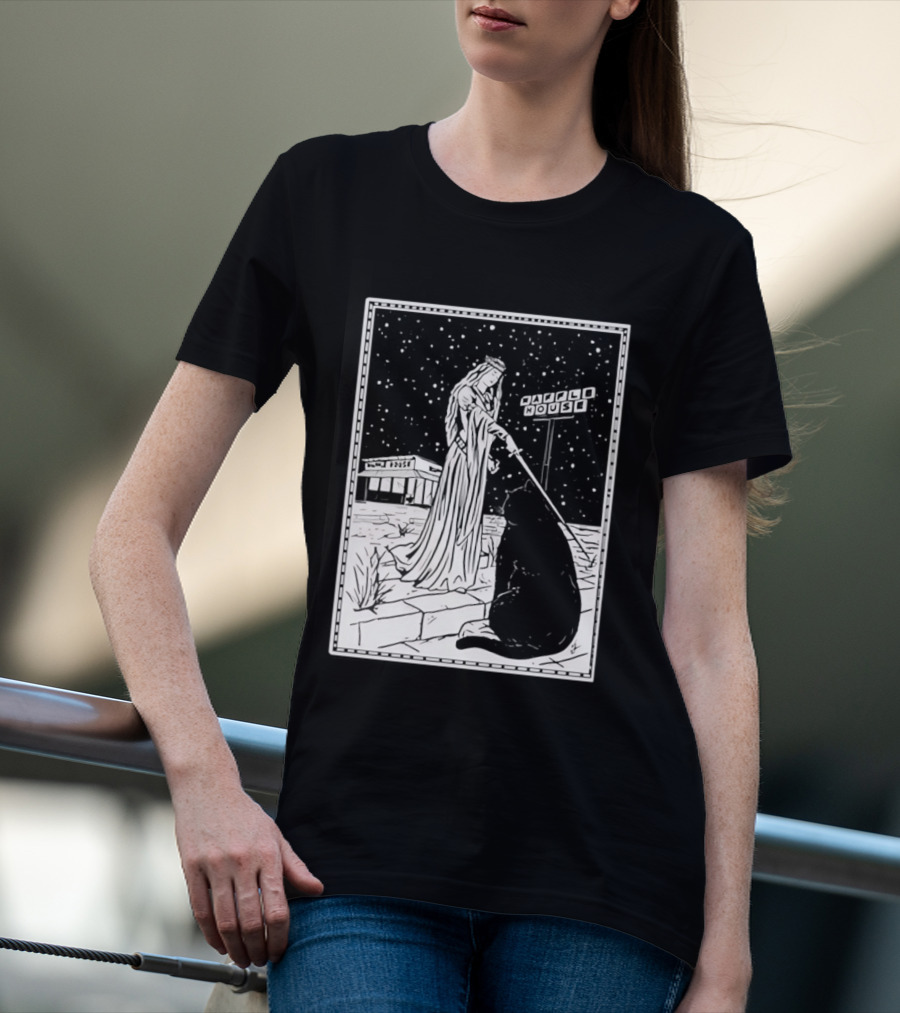 Medieval Cat Tarot Waffle House The Hermit T-Shirt