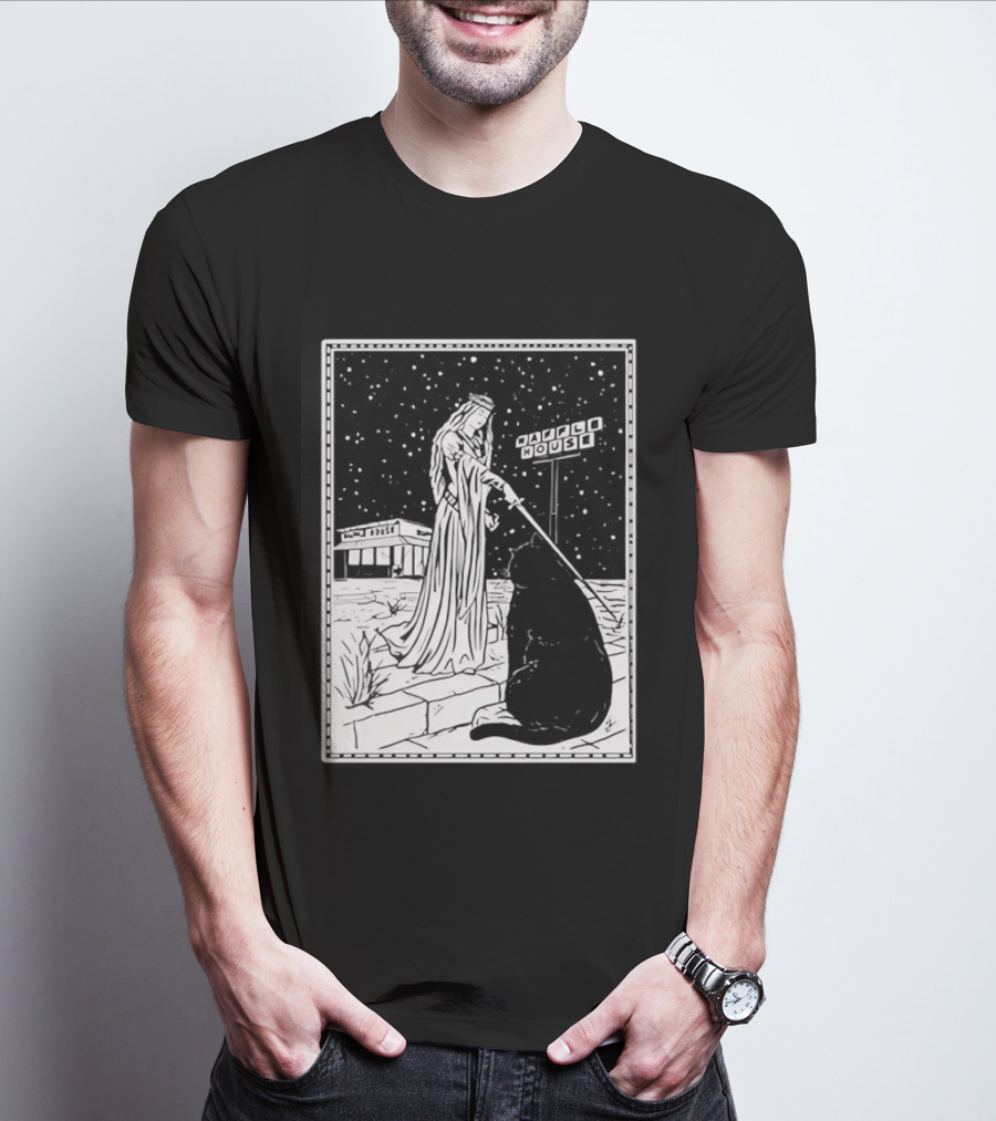 Medieval Cat Tarot Waffle House The Hermit T-Shirt