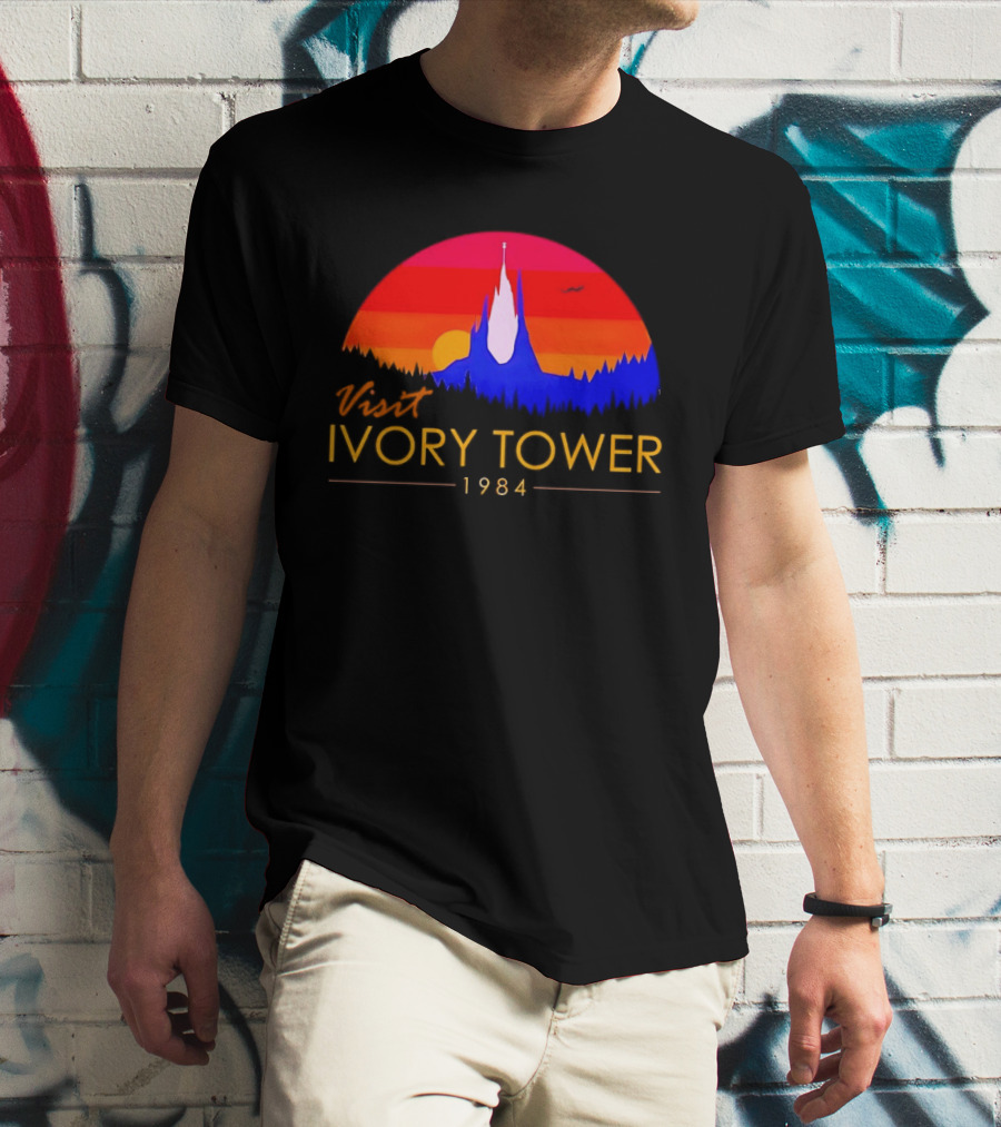 Visit Ivory Tower 1984 Sunset Silhouette The Neverending Story T-Shirt