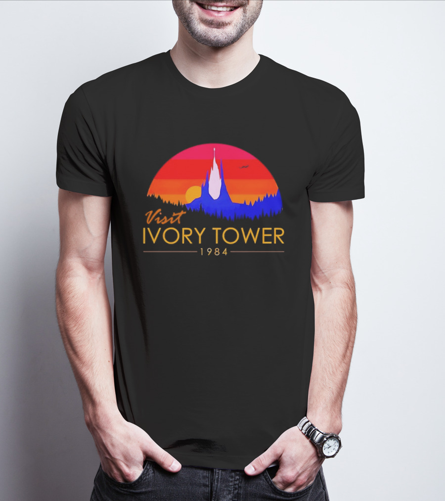 Visit Ivory Tower 1984 Sunset Silhouette The Neverending Story T-Shirt