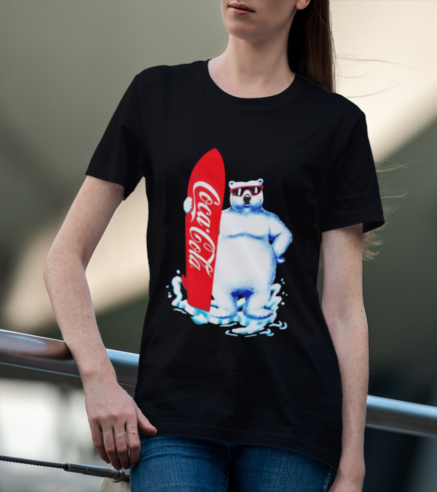 1995 Coca Cola Polar Bear Surfboard Sunglasses T-Shirt