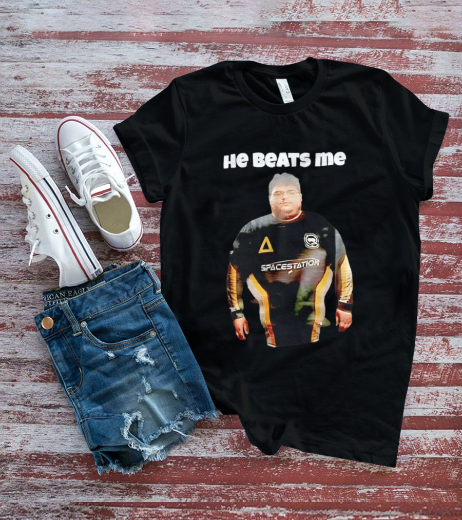 He Beats Me Spacestation Gaming Jersey T-Shirt