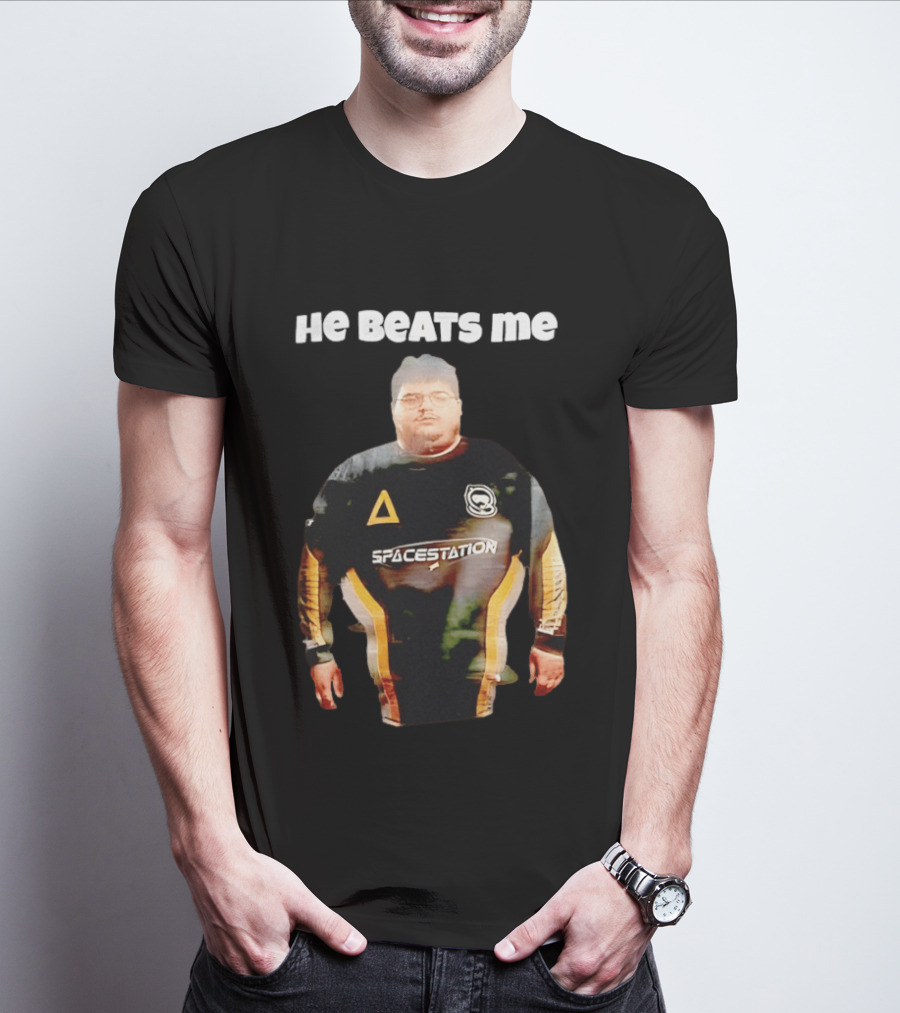 He Beats Me Spacestation Gaming Jersey T-Shirt
