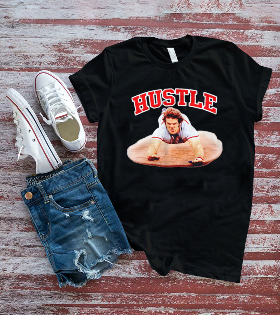 Hustle Baseball Player Diving Slide Action Image T-Shirt