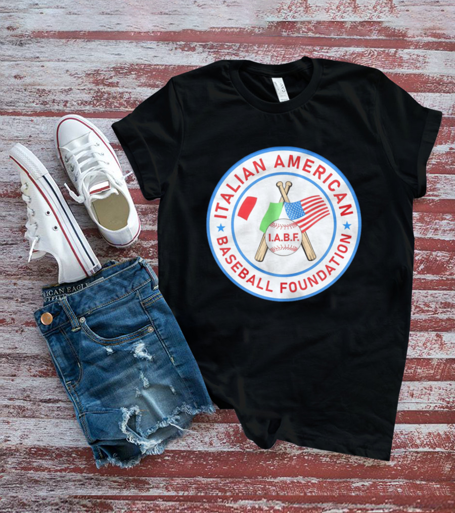 Italian American Baseball Foundation IABF Flags And Crossed Bats T-Shirt