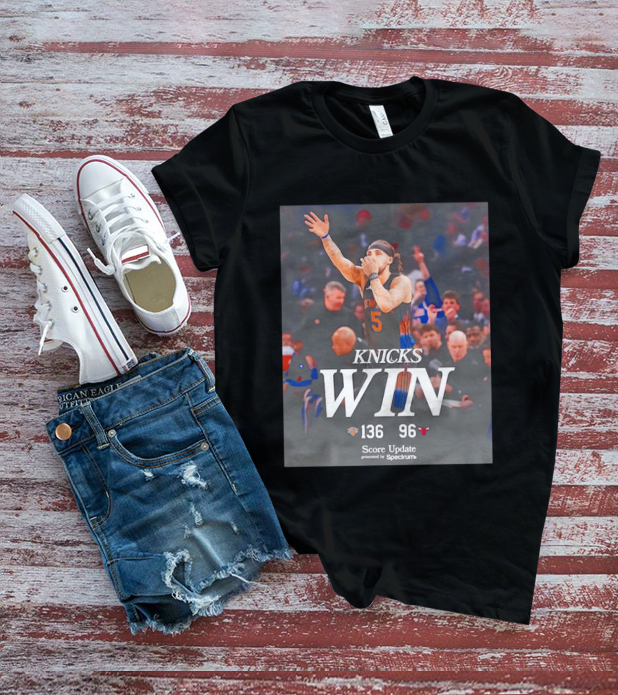 Knicks Win Jalen Brunson Celebration 136 96 Over Chicago Bulls T-Shirt