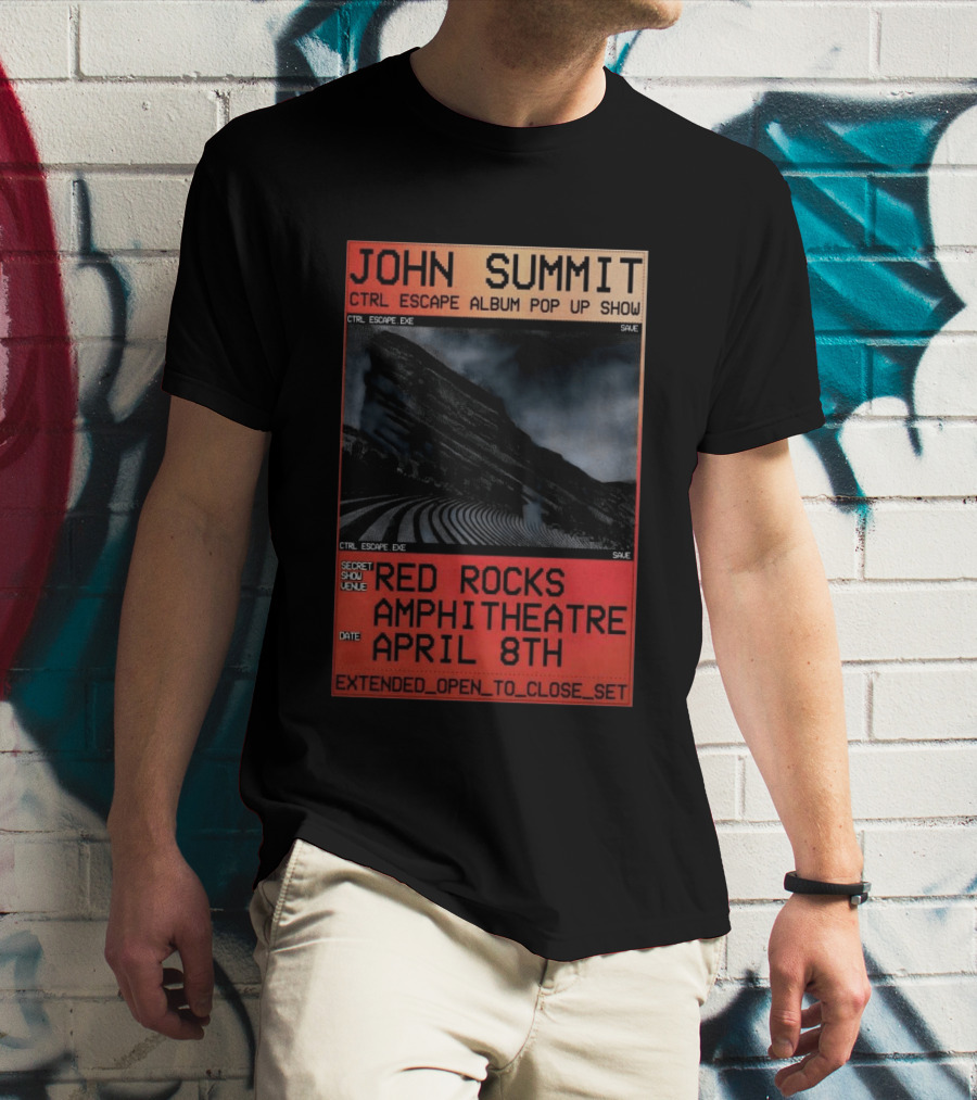 John Summit CTRL Escape Album Pop Up Show Red Rocks Amphitheatre April 8th Secret Show Extended Open To Close Set T-Shirt
