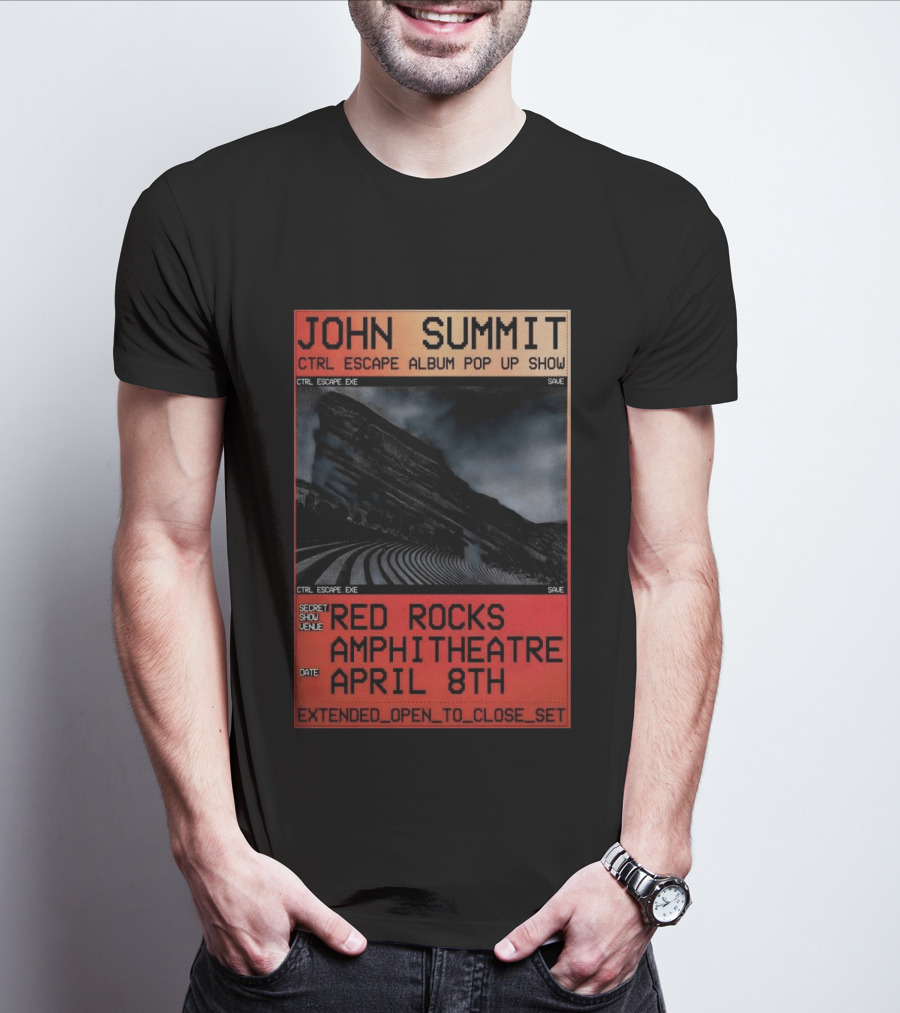 John Summit CTRL Escape Album Pop Up Show Red Rocks Amphitheatre April 8th Secret Show Extended Open To Close Set T-Shirt