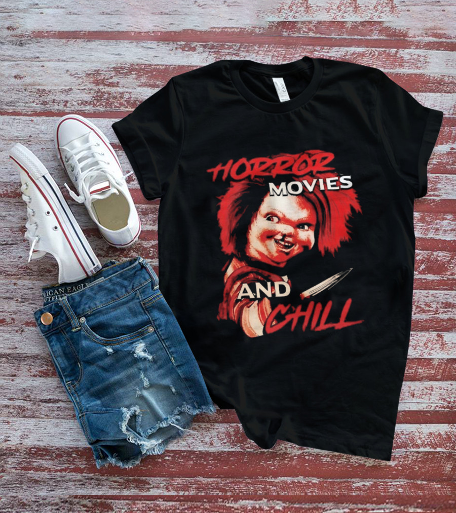 Chucky Horror Movies And Chill Knife Wielding Doll T-Shirt