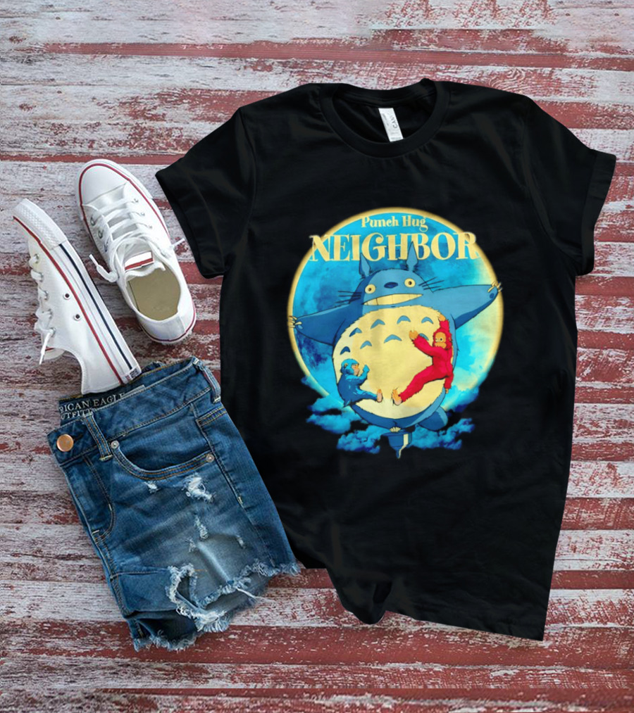 Punch Hug Neighbor Totoro Embrace With Two Punch Monkey T-Shirt