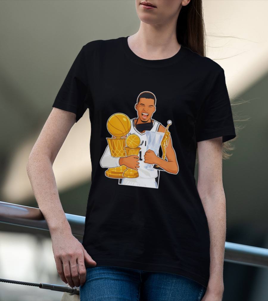 Victor Wembanyama Cartoon Trophy San Antonio Spurs MVP T-Shirt