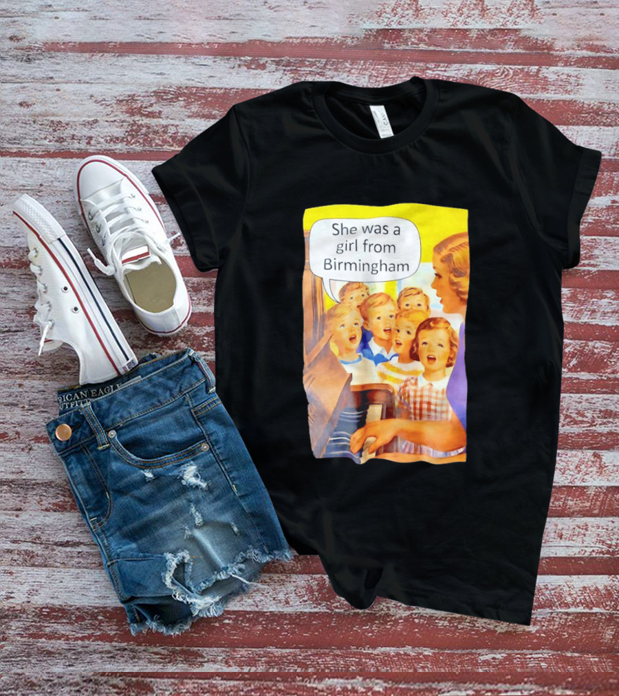 She Was A Girl From Birmingham Retro Comic Style Classroom Scene T-Shirt