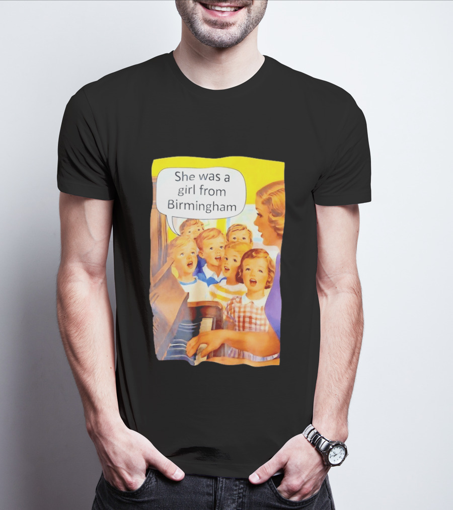 She Was A Girl From Birmingham Retro Comic Style Classroom Scene T-Shirt