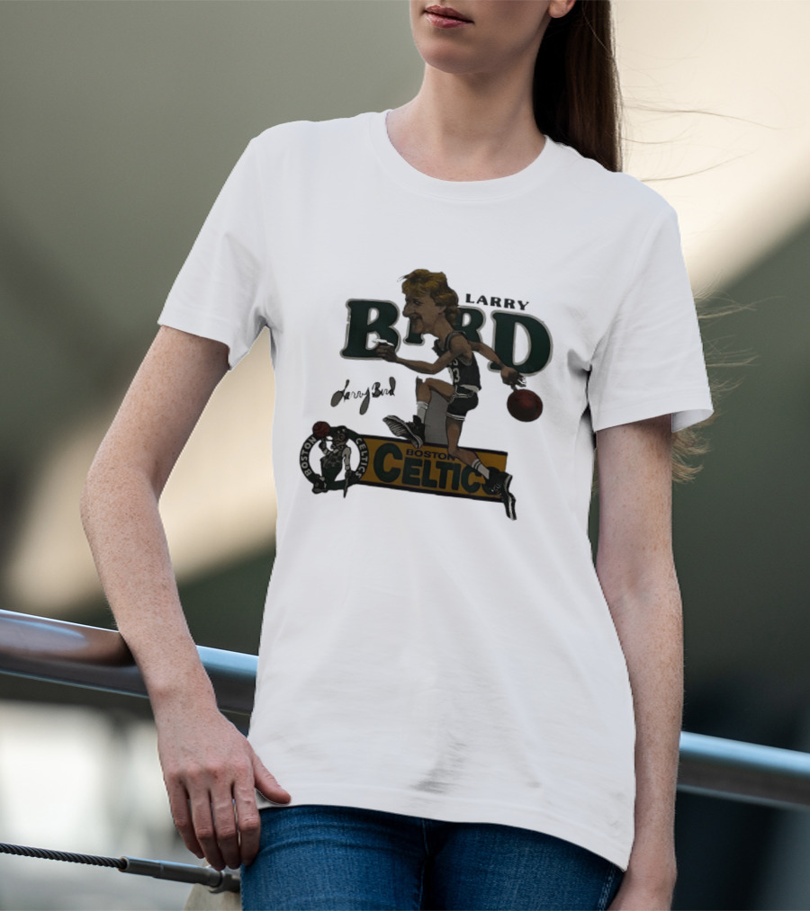 Larry Bird Boston Celtics Caricature Basketball Legends T-Shirt