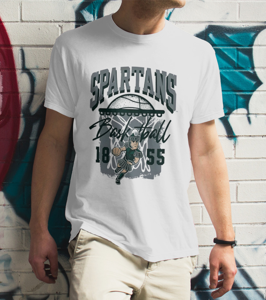 Spartans Basketball 1855 Character Slam Dunk T-Shirt