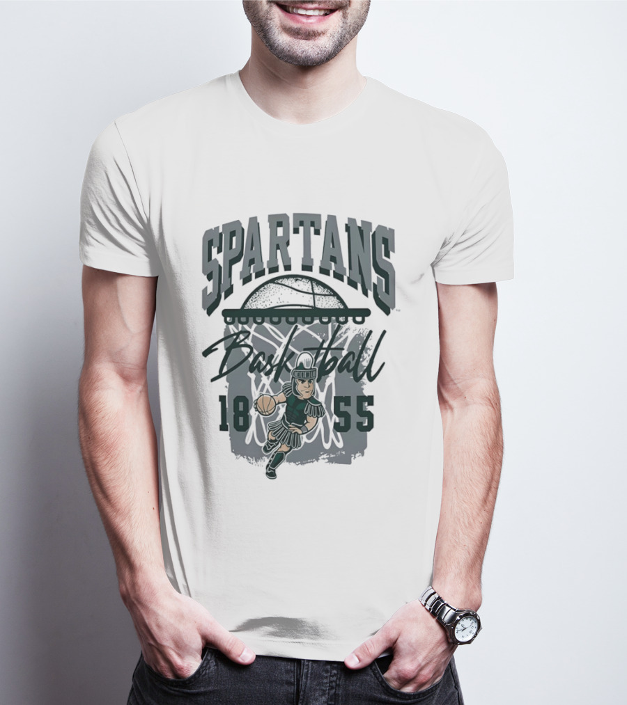 Spartans Basketball 1855 Character Slam Dunk T-Shirt