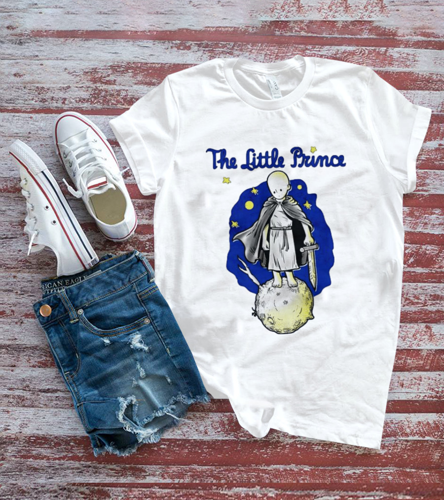 The Little Prince Standing On Asteroid B612 With Stars And Sword T-Shirt