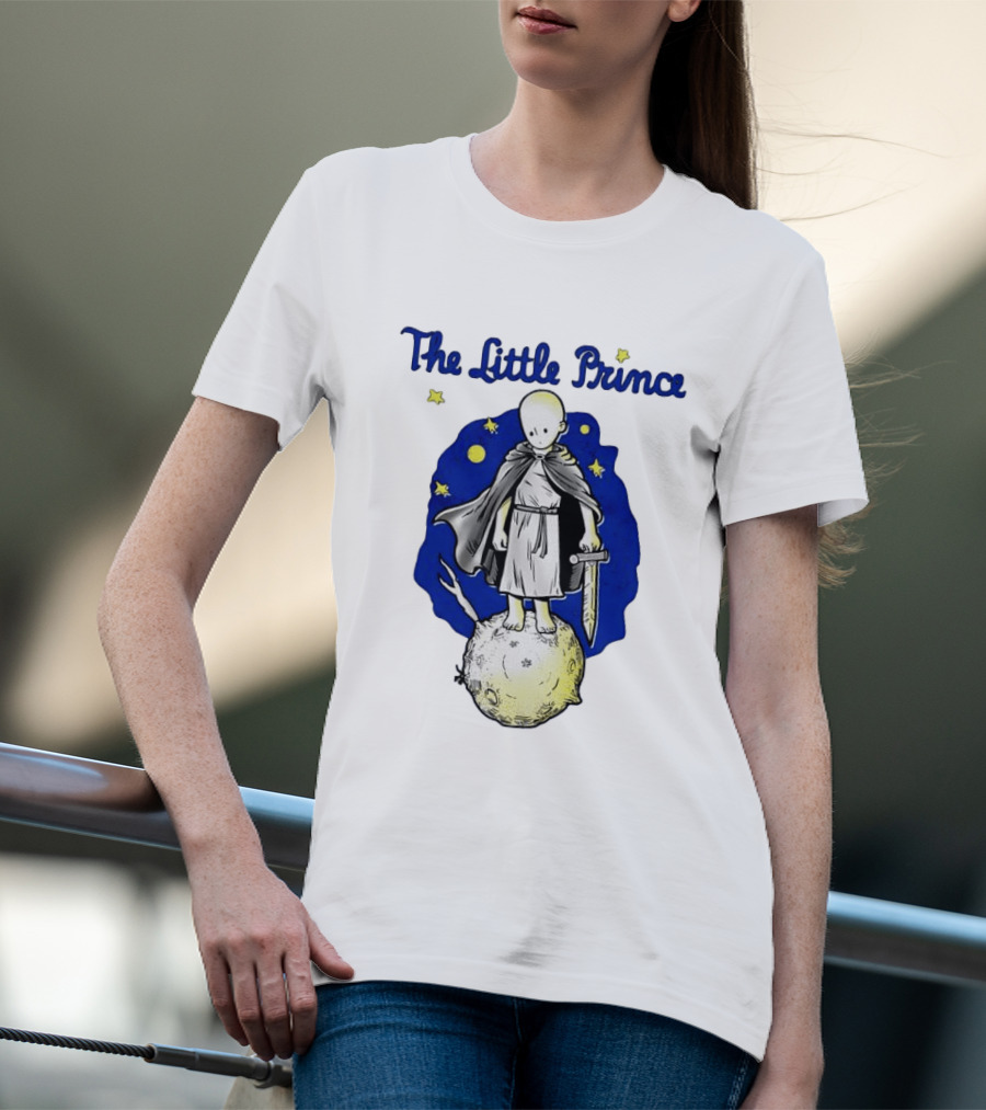 The Little Prince Standing On Asteroid B612 With Stars And Sword T-Shirt